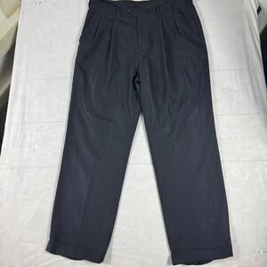 Croft & Barrow Mens Dress Pants Navy Blue Classic Fit Pleated Front Comfy 38x32